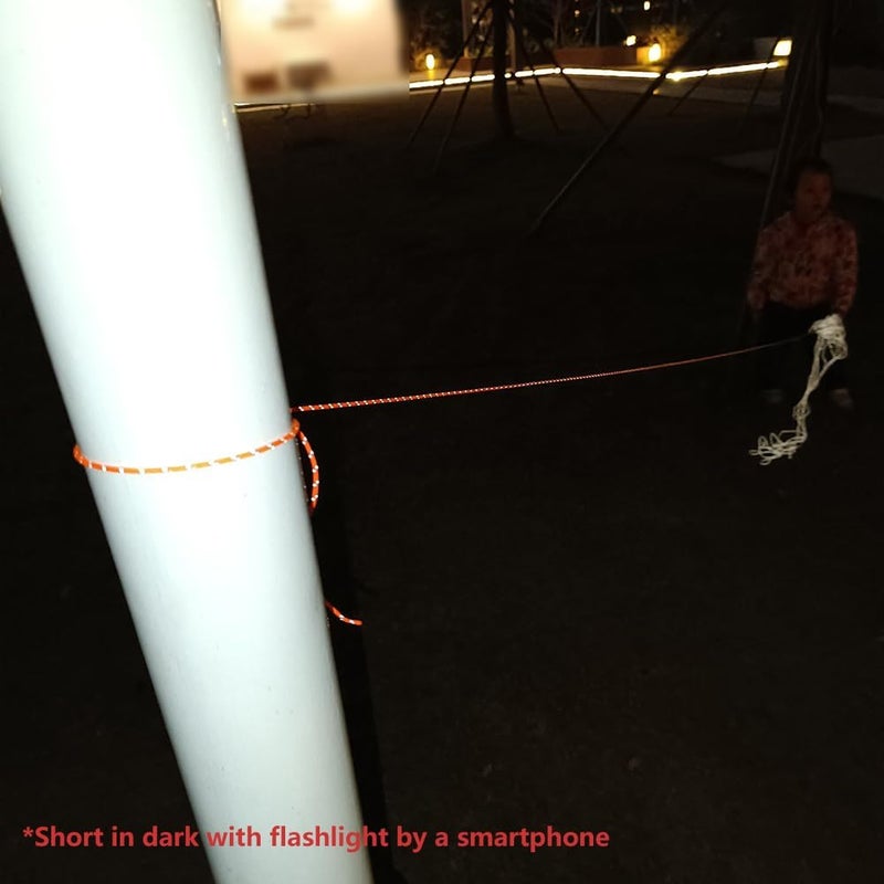 Legnowit 2mm Fluorescent Reflective Guyline Camping Paracord, Ultralight Thin Cord Rope for Tarp Rain Fly Tent Camping, 65 Feet -Orange - Image 4